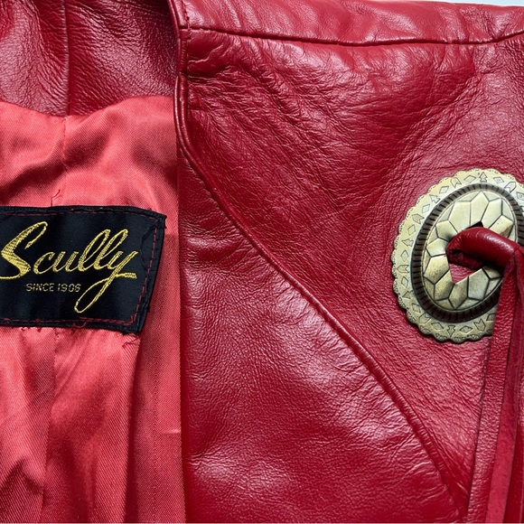 Vtg Scully Red Leather Fringe Cropped Jacket Womens Small Western Biker.    READ - Picture 4 of 16